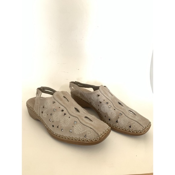 Remonte Shoes - Remonte Women's Beige Leather Slingback Comfort Shoes Clogs EU 41 / US 10
